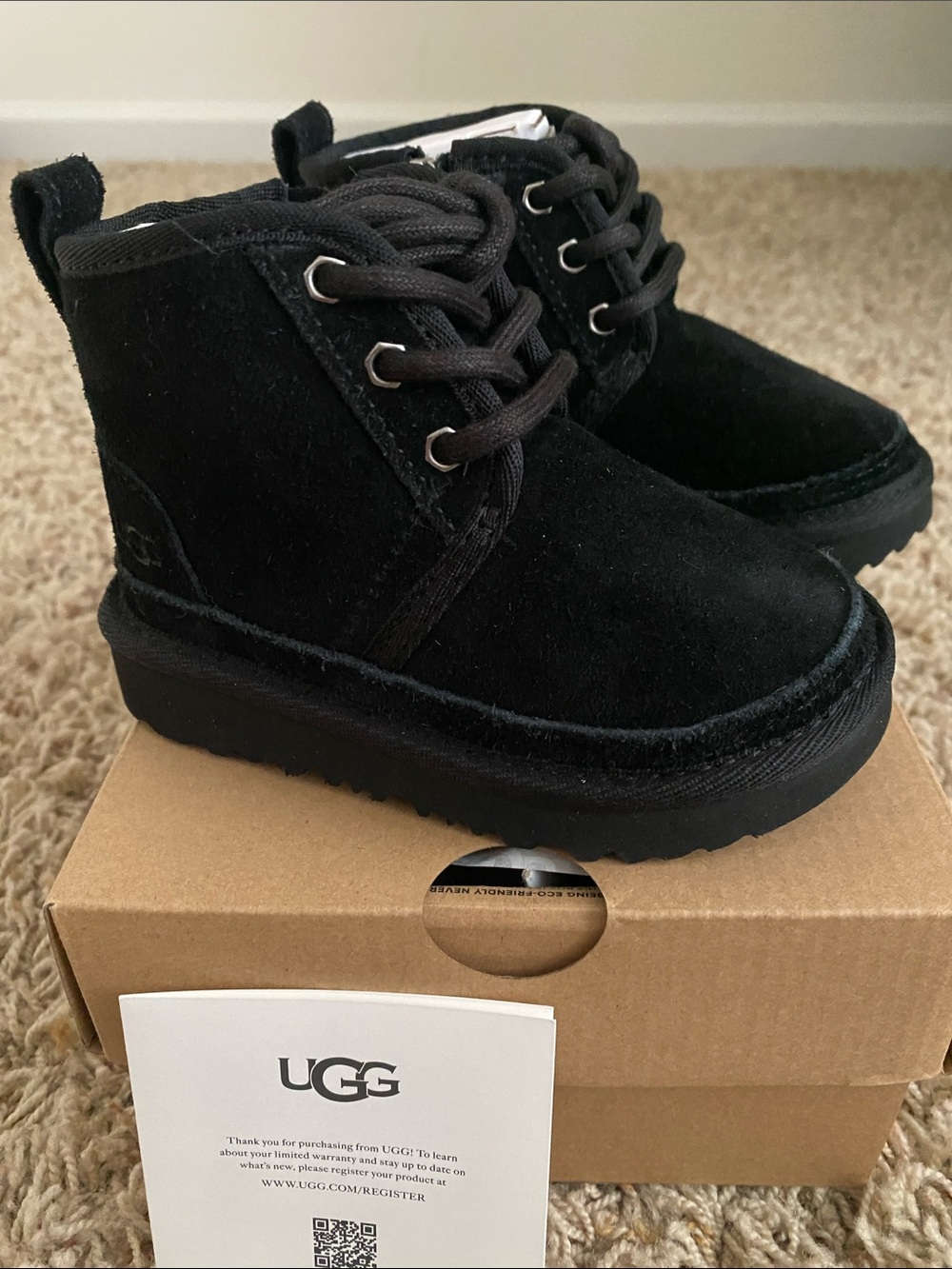 UGG Neumel II Chukka Boots Black Suede Toddler Size 6 NIB  Free Shipping!!